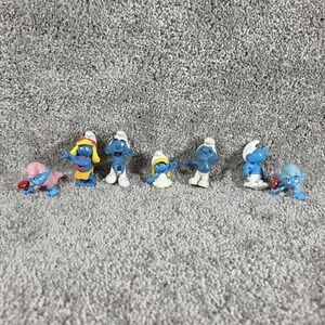 Peyo Smurfs Figures Blue Vintage Lot of 7